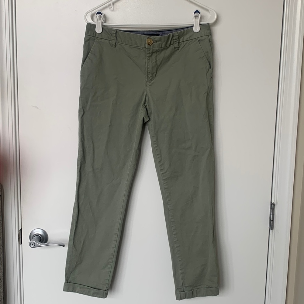 Tommy Hilfiger Camo Green Cuffed Straight‑Leg Chino Pants Women’s Size 8 - Picture 3 of 15